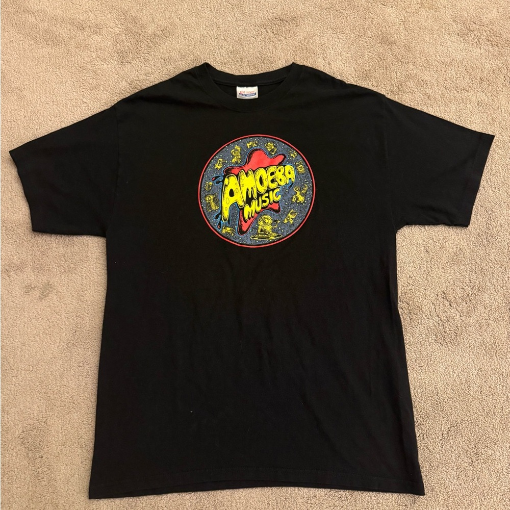 Vintage 00s Y2K Amoeba Music Hollywood Record Store Black Shirt Large